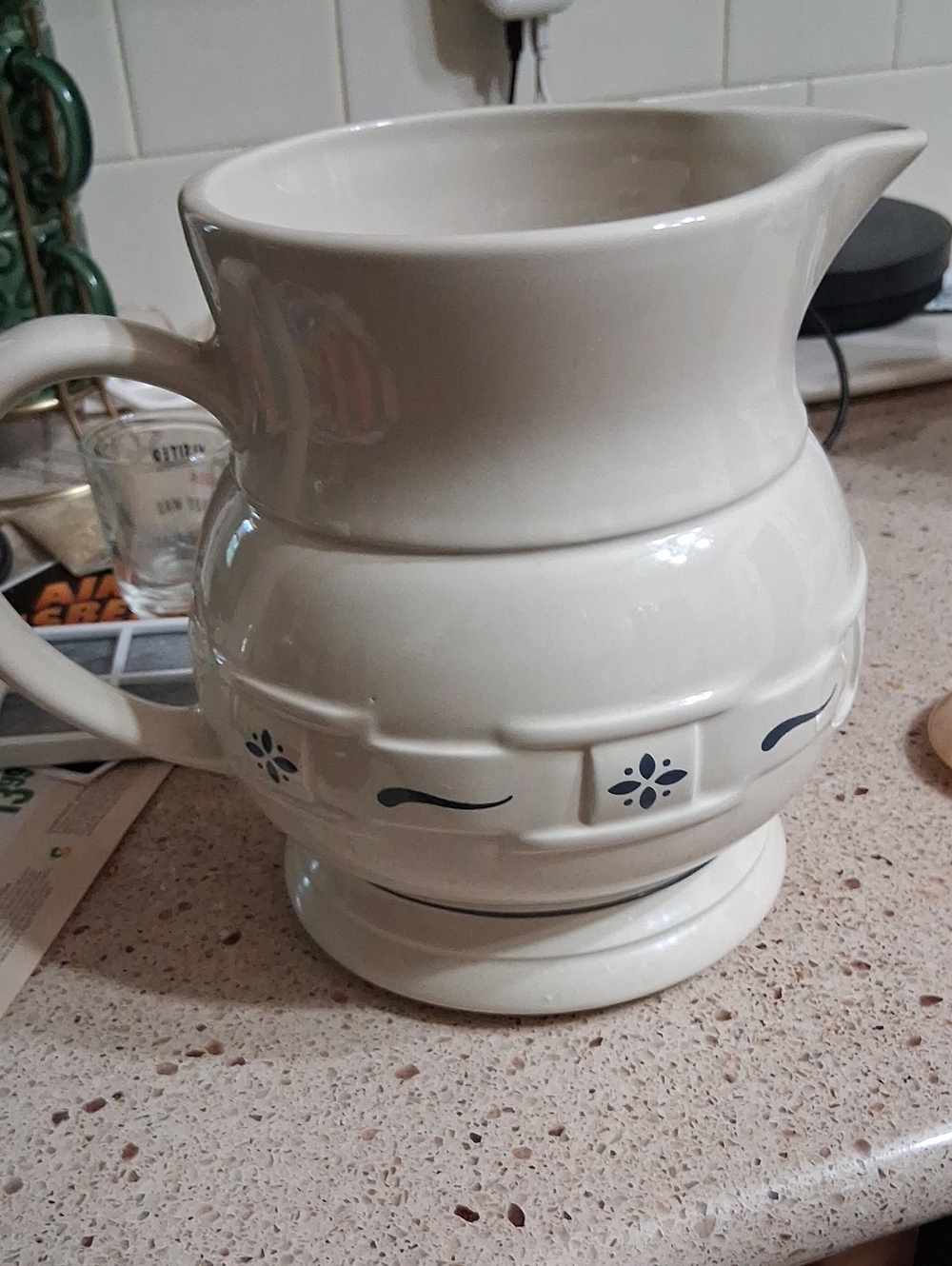 Longaberger Pottery Pitcher Heritage Blue 2 Quart